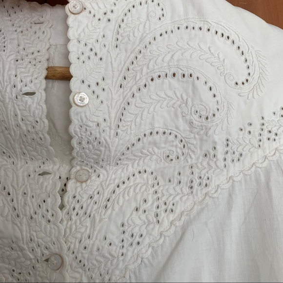Edwardian White Cotton button up dress Embroidered - Picture 16 of 16